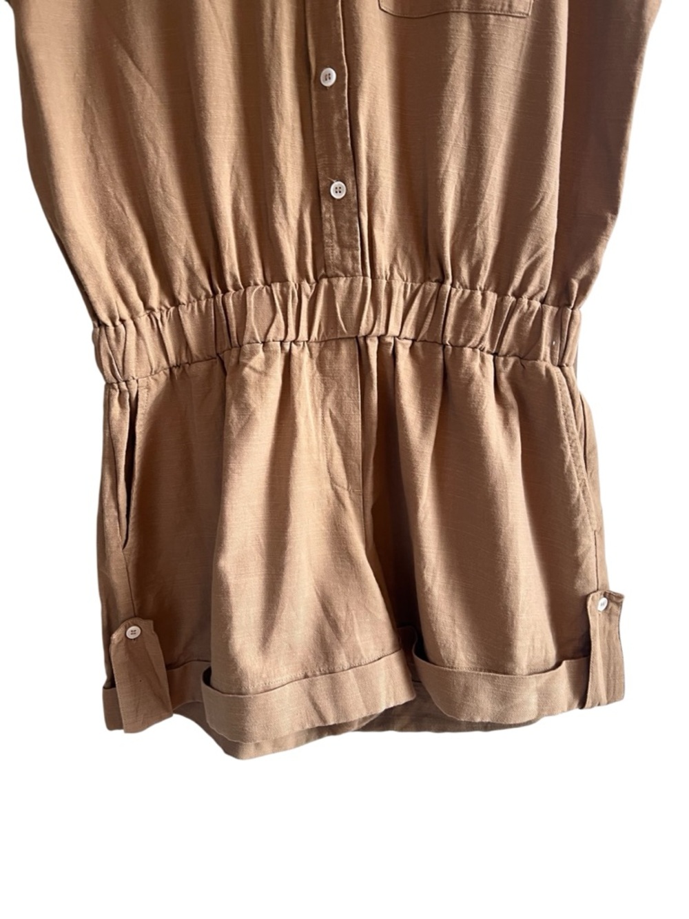 Naif Montreal linen cotton blend button down shorts romper L excellent condition - Picture 4 of 11